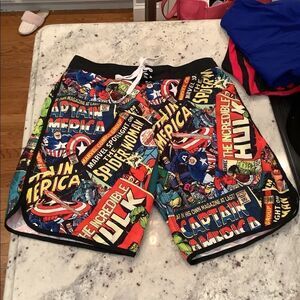 Marvel Comics Swim Trunks Sz L EUC